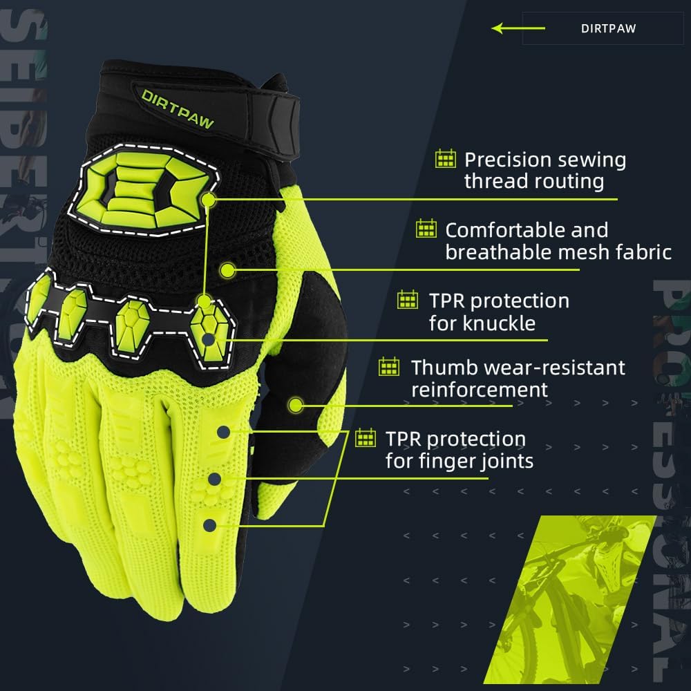 Seibertron Youth Unisex BMX MX ATV MTB Racing Mountain Bike Bicycle Cycling Off-Road/Dirt Bike Gloves Road Racing Motorcycle Motocross Sports Gloves Touch Recognition Full Finger Glove - Seibertron