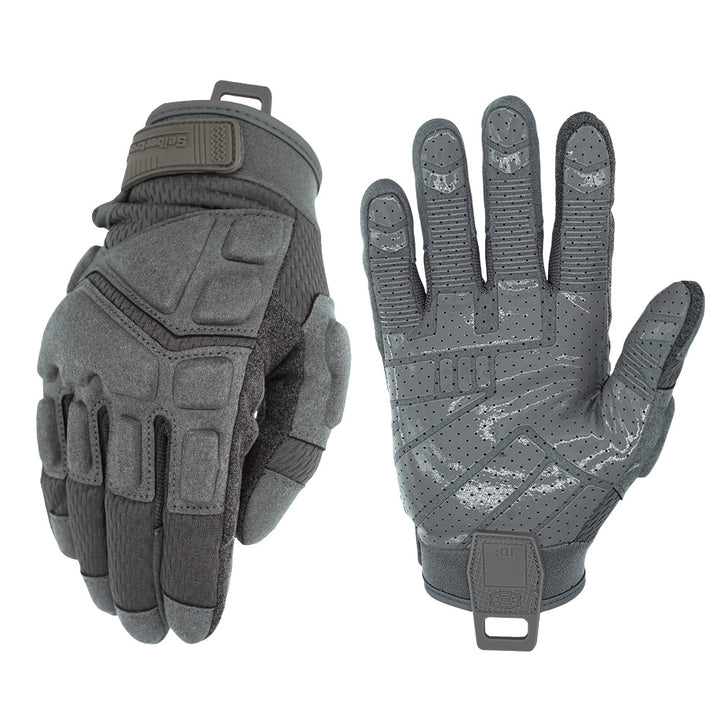 color:grey | Seibertron S.O.L.A.G 2.0 Grey gloves front and palm view