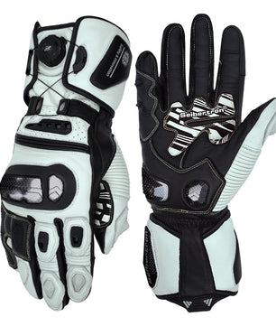 Seibertron Adult SPS-6 All-Season Leather Motorcycle Gloves with Carbon Fiber Protection, Breathable Design, and Anti-Slip Grip – Perfect for Road Racing, Track Riding, and Long-Distance Touring