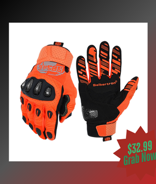 orange riding gloves