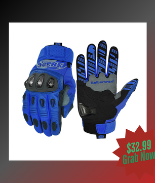 blue leather motorcycle gloves