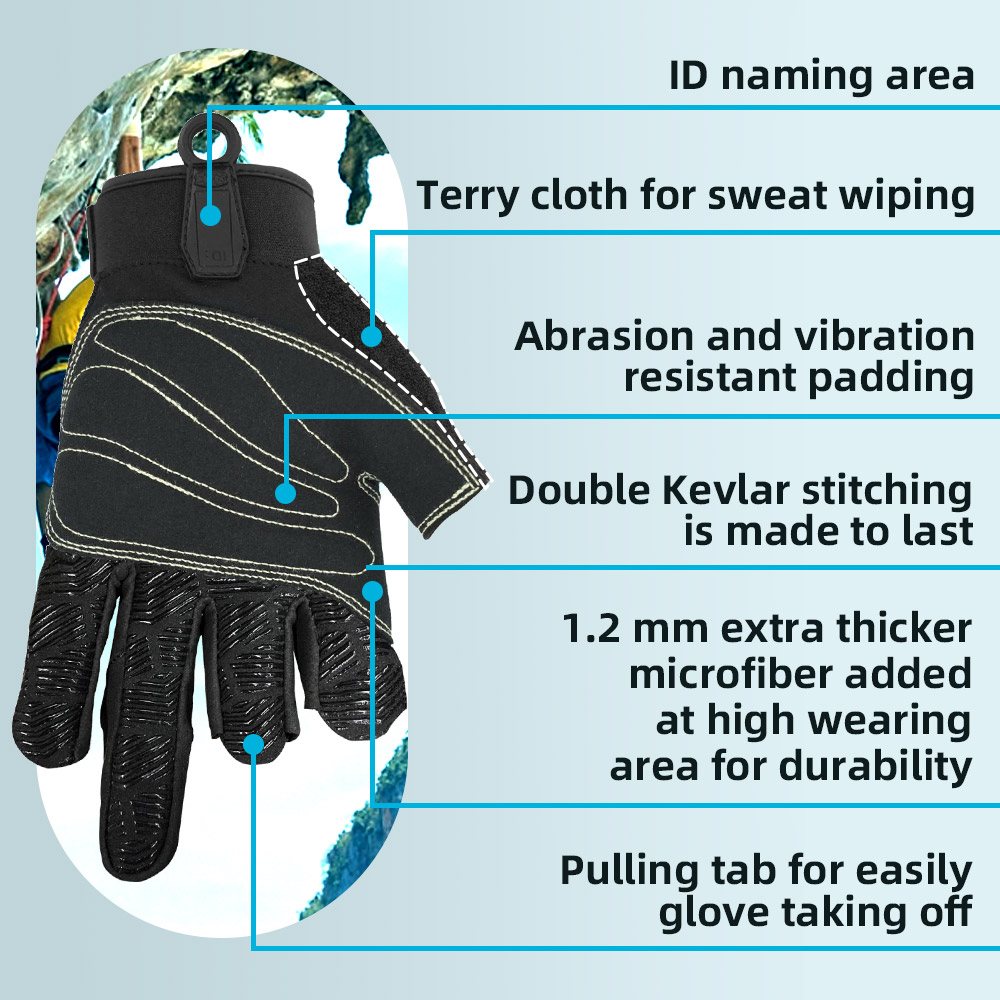 color:all | Seibertron Three Fingerless Climbing Sailing Gloves three fingerless padded palm climbing rope gloves image 03