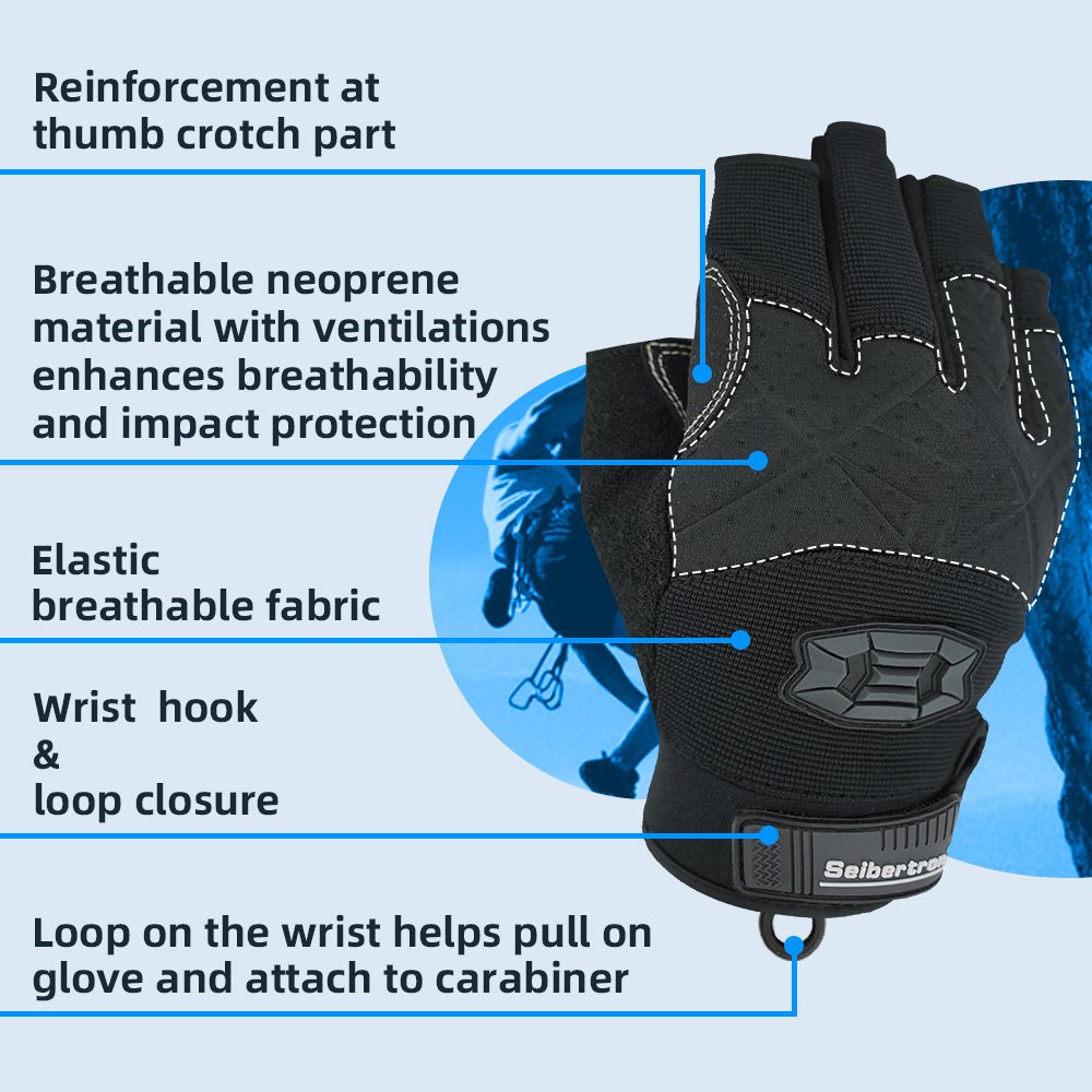 color:all | Seibertron 3/4 Finger Climbing Sailing Gloves three-quarter finger padded palm climbing rope gloves image 02