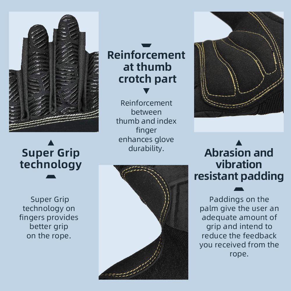 color:all | Seibertron 3/4 Finger Climbing Sailing Gloves three-quarter finger padded palm climbing rope gloves image 04