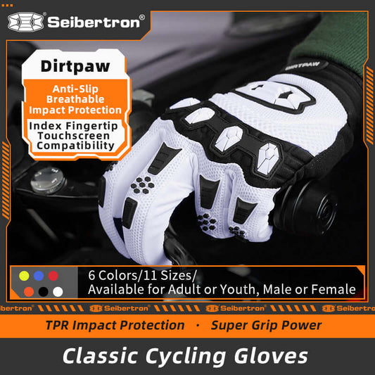 Seibertron Youth Dirtpaw Unisex BMX MX ATV MTB Racing Mountain Bike Bicycle Cycling Off-Road/Dirt Bike Gloves Road Racing Motorcycle Motocross Sports Gloves Touch Recognition Full Finger Glove