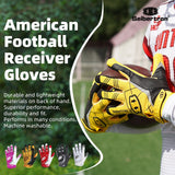 color:Yellow | Seibertron American Football Receiver Adult Gloves ultra-stick adult football receiver gloves image 01
