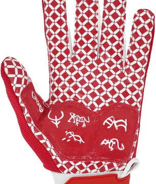 Red football lineman gloves for team colors