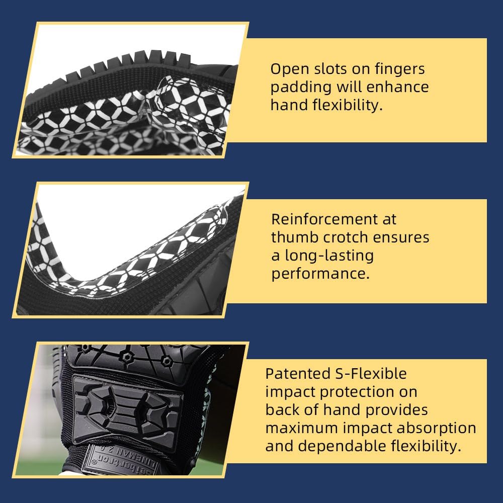 Football lineman gloves with added hand protection