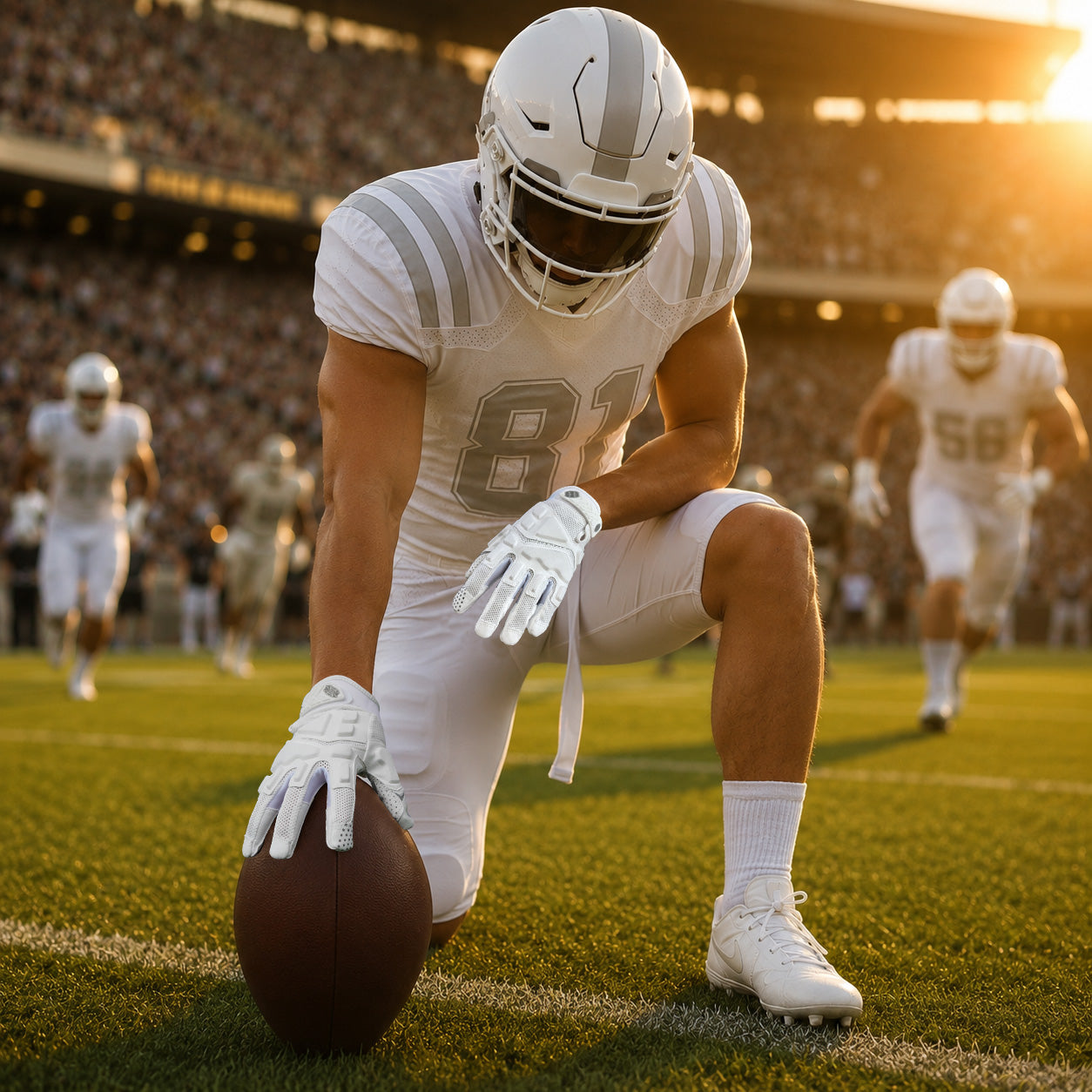 seibertron-gallery:garg-adult-youth-20260714 | product:7340603179198 | color:White | group:Adult | slot:1 | Seibertron G.A.R.G 2.0 adult football receiver gloves white gallery 1