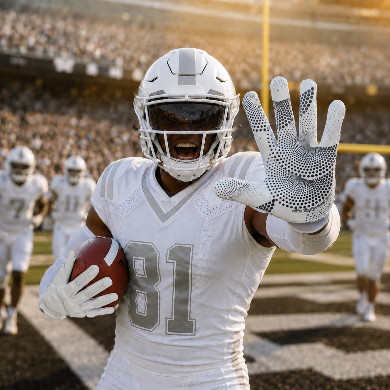 seibertron-gallery:garg-adult-youth-20260714 | product:7340603179198 | color:White | group:Adult | slot:2 | Seibertron G.A.R.G 2.0 adult football receiver gloves white gallery 2