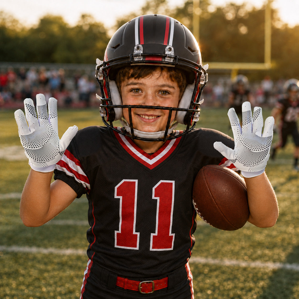 seibertron-gallery:garg-adult-youth-20260714 | product:7340603179198 | color:White | group:Youth | slot:3 | Seibertron G.A.R.G 2.0 youth football receiver gloves white gallery 3