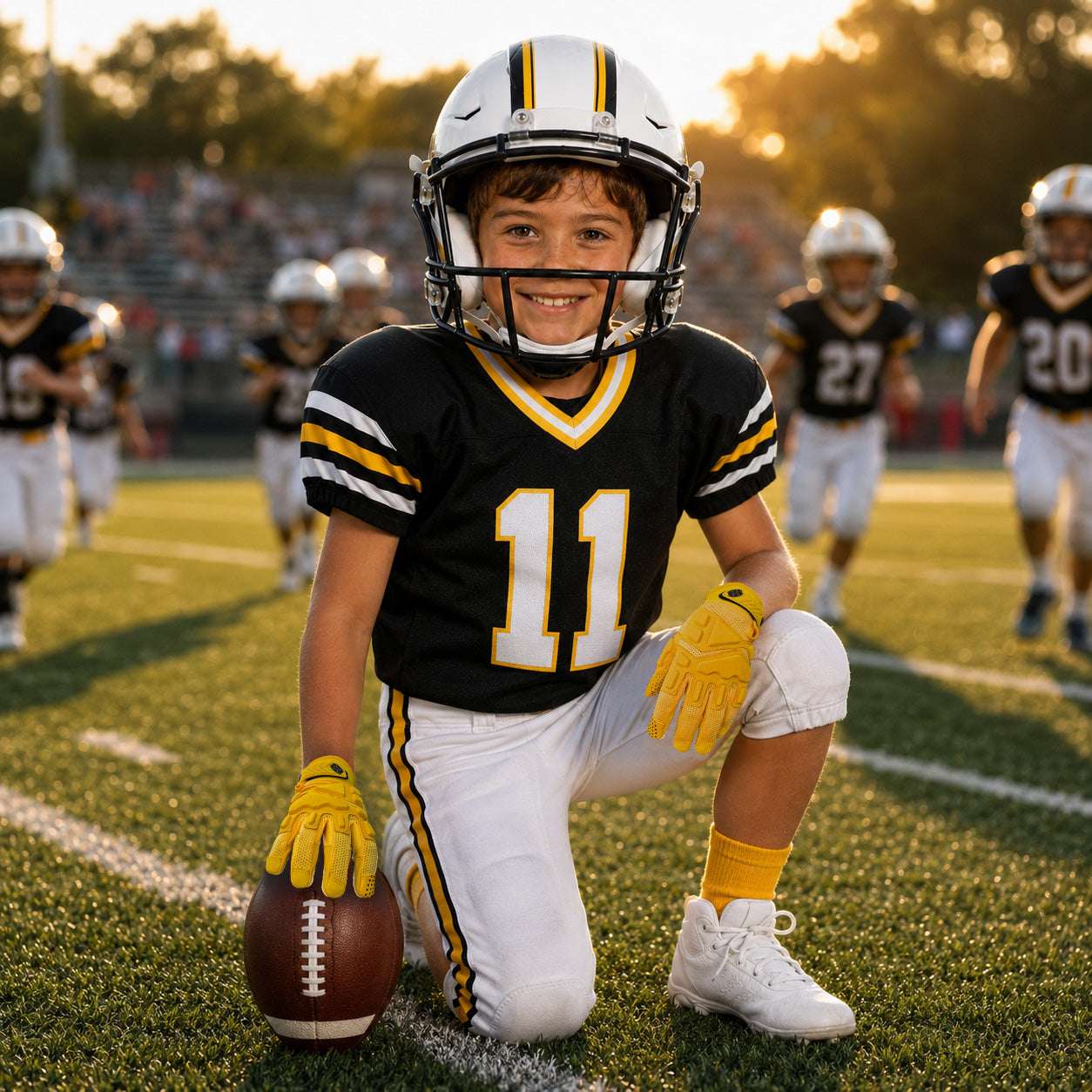 seibertron-gallery:garg-adult-youth-20260714 | product:7340603179198 | color:Yellow | group:Youth | slot:1 | Seibertron G.A.R.G 2.0 youth football receiver gloves yellow gallery 1