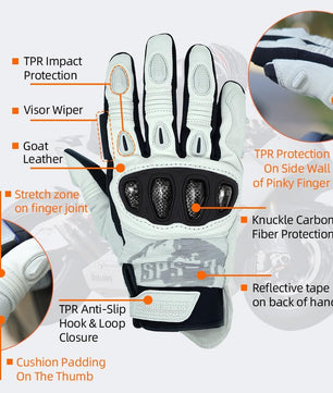 Gauntlet biker gloves offering extended wrist coverage