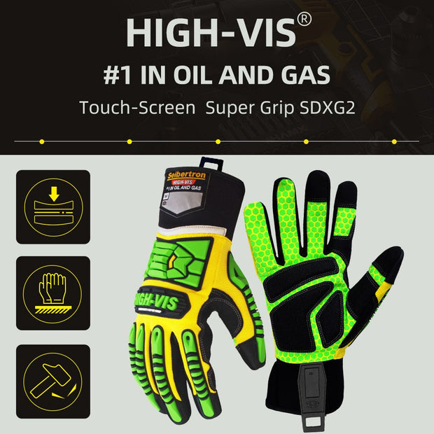 color:all | Seibertron HIGH-VIS SDXG2 super grip gel anti-vibration impact protection safety gloves image 01