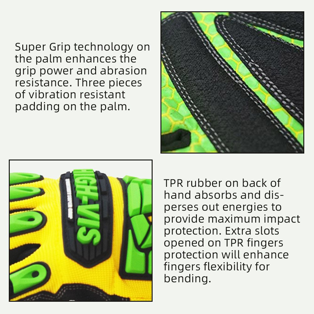 color:all | Seibertron HIGH-VIS SDXG2 super grip gel anti-vibration impact protection safety gloves image 04