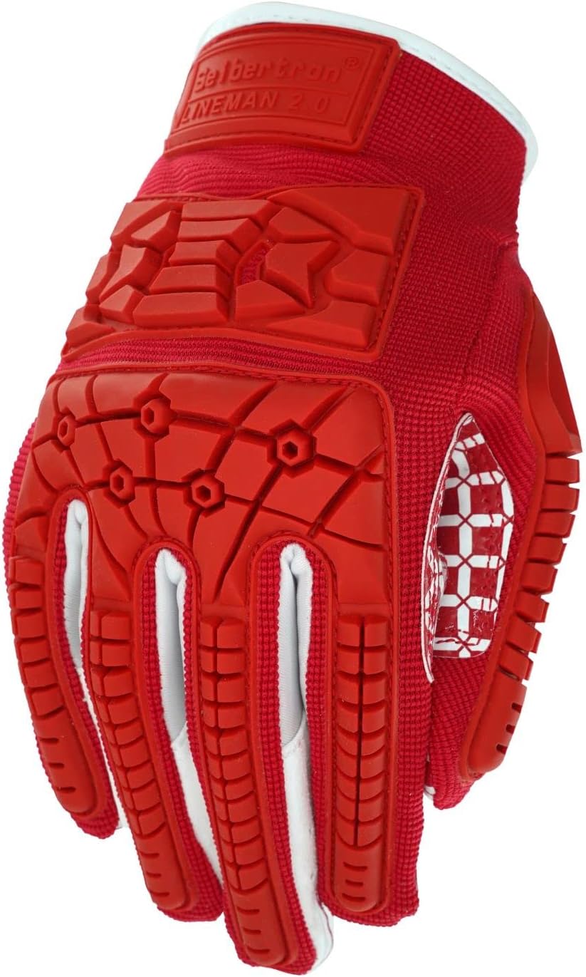 Red lineman gloves for football use