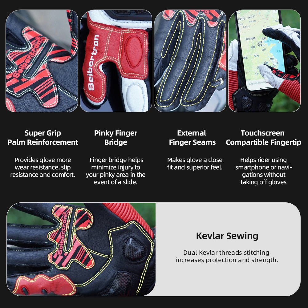 Premium leather gloves for motorcycle riding