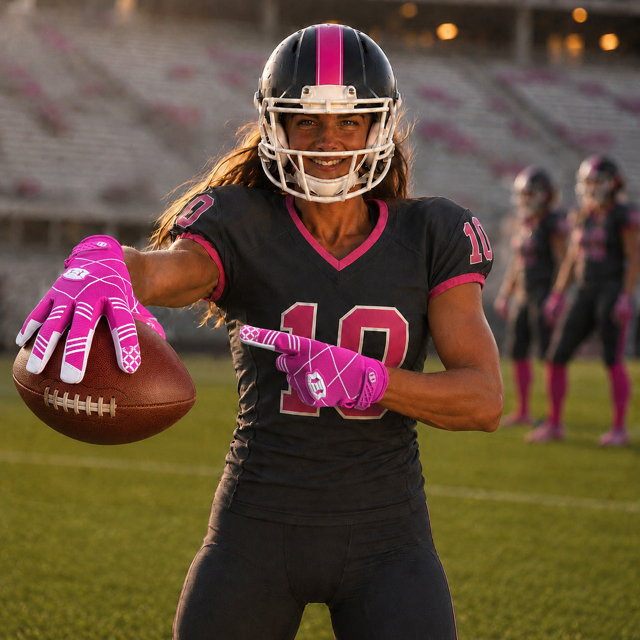 seibertron-gallery:pro3-adult-youth-zodiac-20260716 | product:8668804808894 | color:Pink | group:Adult | slot:1 | Seibertron PRO 3.0 adult football receiver gloves pink zodiac gallery 1