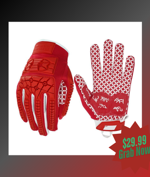 Red football lineman gloves for team colors