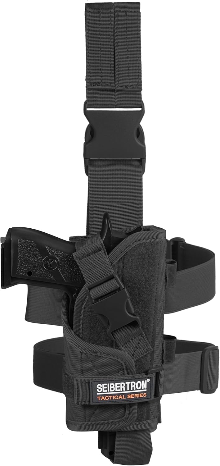 Seibertron Adjustable Tactical/Airsoft Hunting Right Handed Leg Pistol Gun Holster/Pouch Holder Drop Leg Thigh Holster - SeibertronSports602201107924