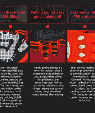 Seibertron Adult Dirtclaw Anti - Slip Fingerless Gloves: Perfect for Off - Road, BMX, and Motocross Adventures - SeibertronSports