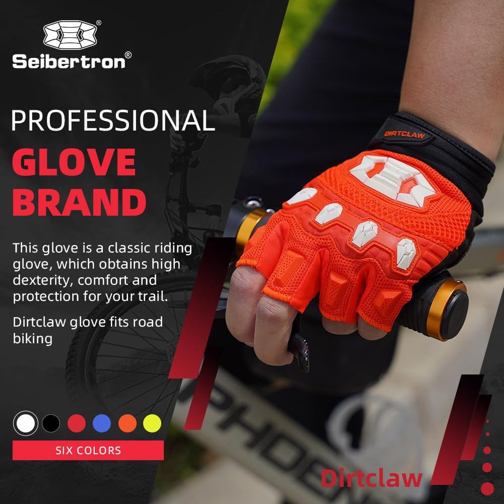 Seibertron Adult Dirtclaw Anti - Slip Fingerless Gloves: Perfect for Off - Road, BMX, and Motocross Adventures - SeibertronSports