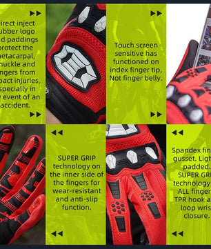 Seibertron Adult Dirtpaw Unisex BMX MX ATV MTB Racing Mountain Bike Bicycle Cycling Off - Road/Dirt Bike Gloves Road Racing Motorcycle Motocross Sports Gloves Touch Recognition Full Finger Glove - SeibertronSports602201108891