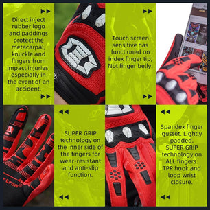 Seibertron Adult Dirtpaw Unisex BMX MX ATV MTB Racing Mountain Bike Bicycle Cycling Off - Road/Dirt Bike Gloves Road Racing Motorcycle Motocross Sports Gloves Touch Recognition Full Finger Glove - SeibertronSports602201108891