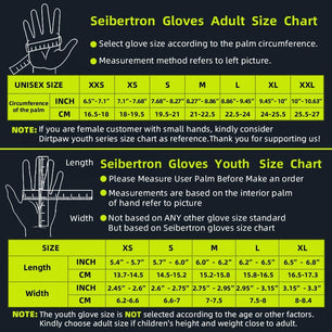 Seibertron Adult Dirtpaw Unisex BMX MX ATV MTB Racing Mountain Bike Bicycle Cycling Off - Road/Dirt Bike Gloves Road Racing Motorcycle Motocross Sports Gloves Touch Recognition Full Finger Glove - SeibertronSports602201108792