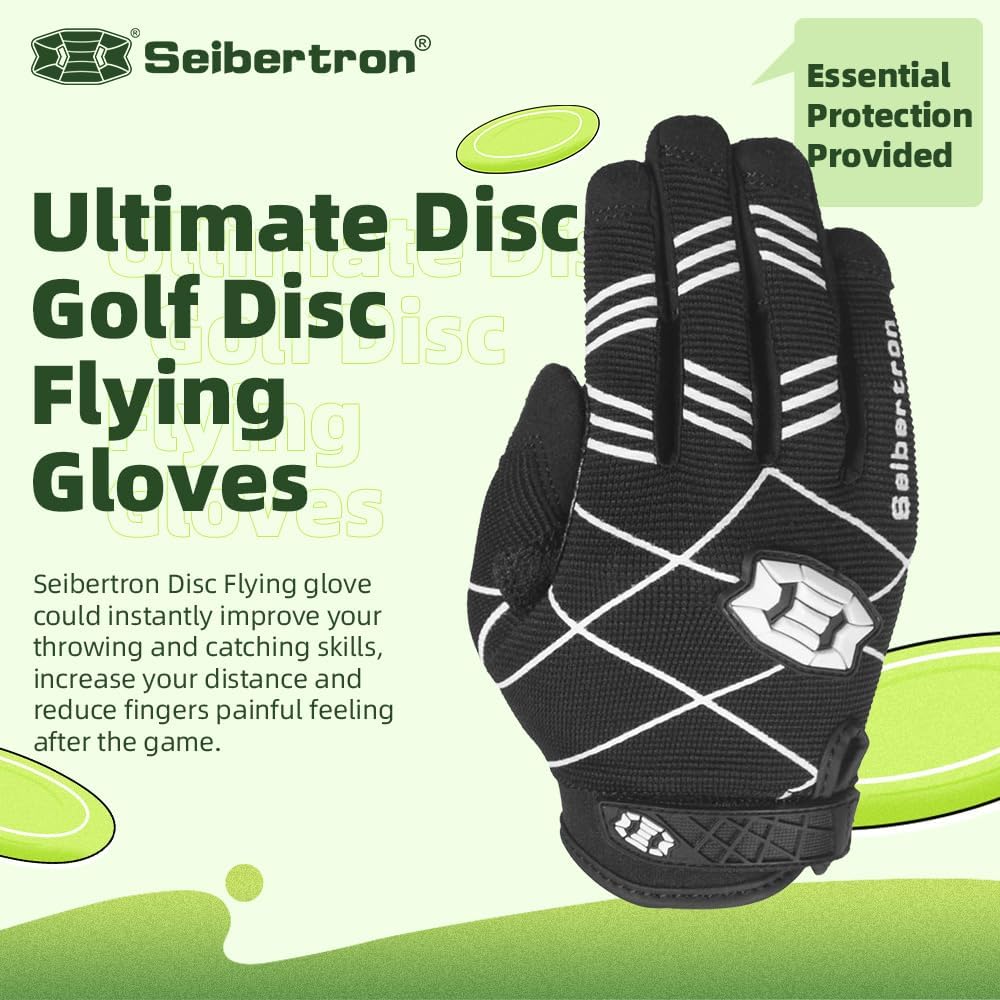 Seibertron Adult F.O.D.G.G 2.0 Ultimate Flying Disc Golf Gloves - Non - Slip Design Consistent Grip Improve Throws Catches in All Conditions - SeibertronSports