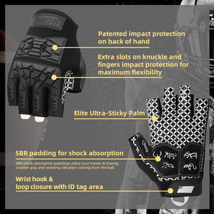 Seibertron Adult Half Finger Lineman 2.0 Padded Palm Football Receiver Gloves, Flexible TPR Impact Protection Back of Hand Glove - SeibertronSports