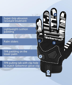 Seibertron Adult SPS - 1 Unisex Full Finger Touchscreen Gloves for Road Racing, MTB, BMX, ATV, and Off - Road Adventures - Seibertron