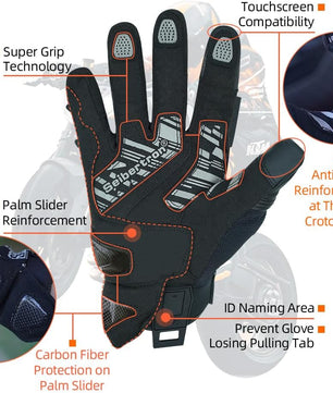 Seibertron Adult SPS - 4 Winter Cold Weather Motorcycle Gloves Rainproof Riding with Touchscreen Warm Gauntlet for Men and Women - SeibertronSports Gloves