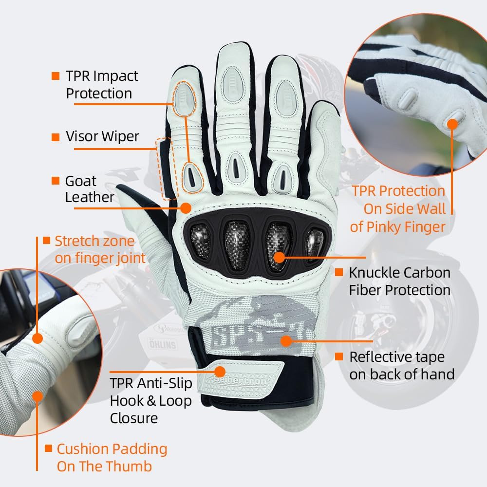 Seibertron Adult SPS - 4 Winter Cold Weather Motorcycle Gloves Rainproof Riding with Touchscreen Warm Gauntlet for Men and Women - SeibertronSports Gloves