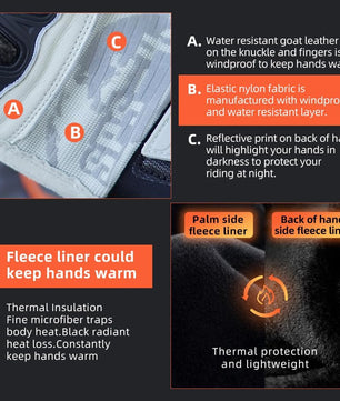 Seibertron Adult SPS - 4 Winter Cold Weather Motorcycle Gloves Rainproof Riding with Touchscreen Warm Gauntlet for Men and Women - SeibertronSports Gloves