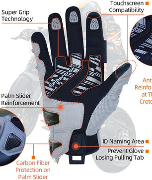 Seibertron Adult SPS - 4 Winter Cold Weather Motorcycle Gloves Rainproof Riding with Touchscreen Warm Gauntlet for Men and Women - SeibertronSports Gloves