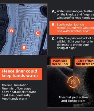 Seibertron Adult SPS - 4 Winter Cold Weather Motorcycle Gloves Rainproof Riding with Touchscreen Warm Gauntlet for Men and Women - SeibertronSports Gloves