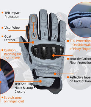 Seibertron Adult SPS - 4 Winter Cold Weather Motorcycle Gloves Rainproof Riding with Touchscreen Warm Gauntlet for Men and Women - SeibertronSports Gloves