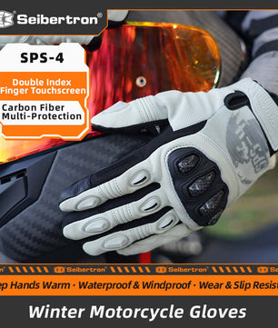 Seibertron Adult SPS - 4 Winter Cold Weather Motorcycle Gloves Rainproof Riding with Touchscreen Warm Gauntlet for Men and Women - SeibertronSports Gloves