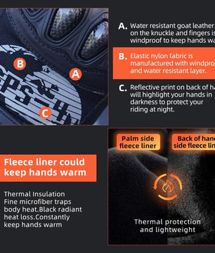 Seibertron Adult SPS - 4 Winter Cold Weather Motorcycle Gloves Rainproof Riding with Touchscreen Warm Gauntlet for Men and Women - SeibertronSports Gloves