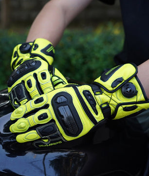 Seibertron Adult SPS - 6 All - Season Leather Motorcycle Gloves with Carbon Fiber Protection, Breathable Design, and Anti - Slip Grip – Perfect for Road Racing, Track Riding, and Long - Distance Touring - Seibertron