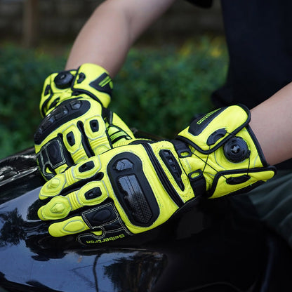 Seibertron Adult SPS - 6 All - Season Leather Motorcycle Gloves with Carbon Fiber Protection, Breathable Design, and Anti - Slip Grip – Perfect for Road Racing, Track Riding, and Long - Distance Touring - Seibertron