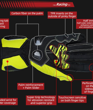 Seibertron Adult SPS - 6 All - Season Leather Motorcycle Gloves with Carbon Fiber Protection, Breathable Design, and Anti - Slip Grip – Perfect for Road Racing, Track Riding, and Long - Distance Touring - Seibertron