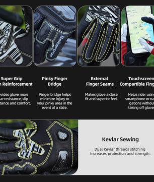 Seibertron Adult SPS - 6 All - Season Leather Motorcycle Gloves with Carbon Fiber Protection, Breathable Design, and Anti - Slip Grip – Perfect for Road Racing, Track Riding, and Long - Distance Touring - Seibertron