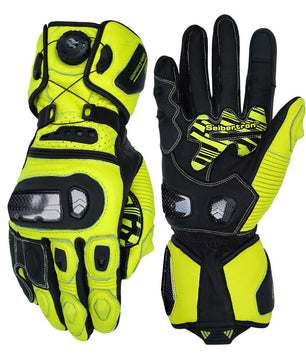 Seibertron Adult SPS - 6 All - Season Leather Motorcycle Gloves with Carbon Fiber Protection, Breathable Design, and Anti - Slip Grip – Perfect for Road Racing, Track Riding, and Long - Distance Touring - Seibertron
