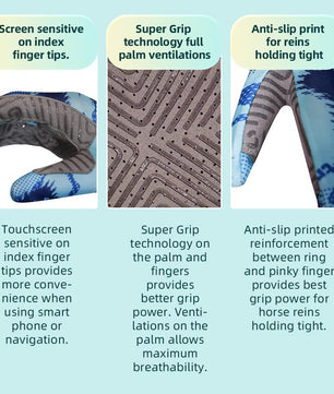 Seibertron Adult S.P.S.G - 4 Horse Riding Touchscreen UPF100+ UV Sun Glove - SeibertronSports