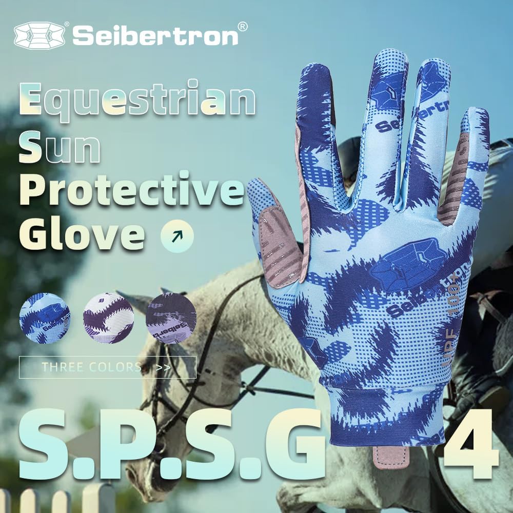 Seibertron Adult S.P.S.G - 4 Horse Riding Touchscreen UPF100+ UV Sun Glove - SeibertronSports