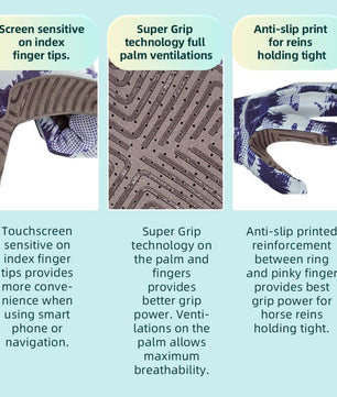Seibertron Adult S.P.S.G - 4 Horse Riding Touchscreen UPF100+ UV Sun Glove - SeibertronSports
