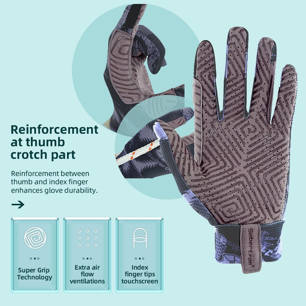 Seibertron Adult S.P.S.G - 4 Horse Riding Touchscreen UPF100+ UV Sun Glove - SeibertronSports