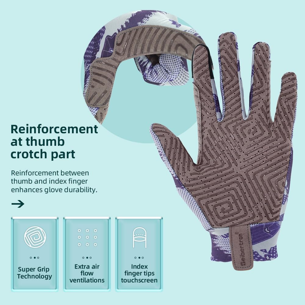 Seibertron Adult S.P.S.G - 4 Horse Riding Touchscreen UPF100+ UV Sun Glove - SeibertronSports